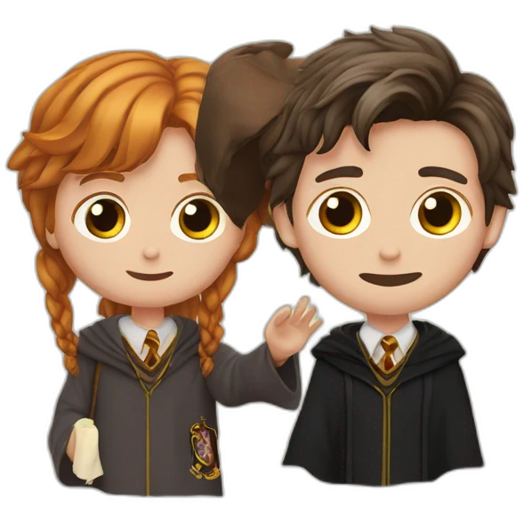 harry potter with ron weasley and hermoine granger emoji