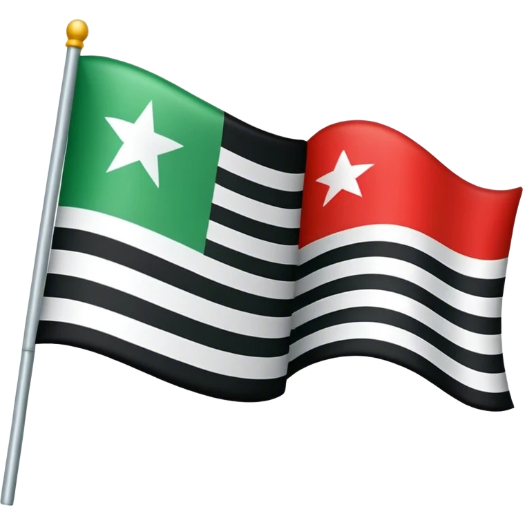 Flag with green on top and white in the middle and black on the bottom and 3 red stars emoji