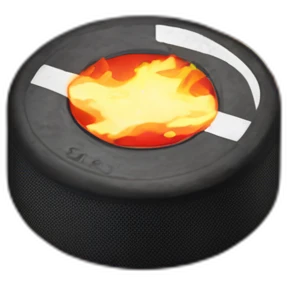 hockey puck with fire behind emoji