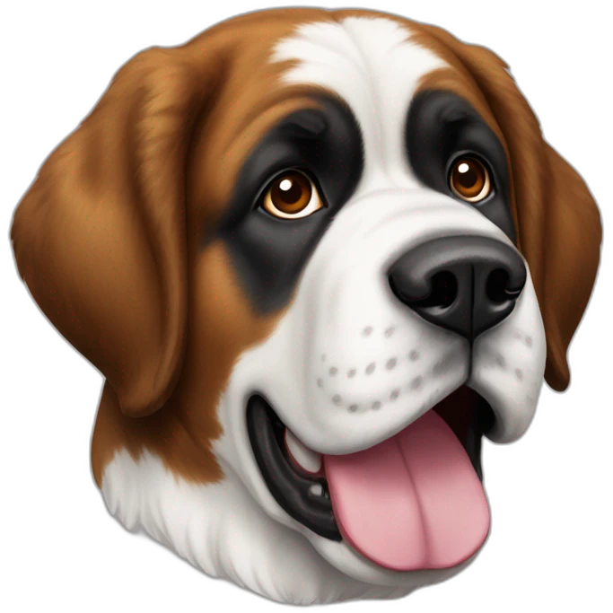 Saint Bernard dog with a dark head and a white stripe on the nose emoji
