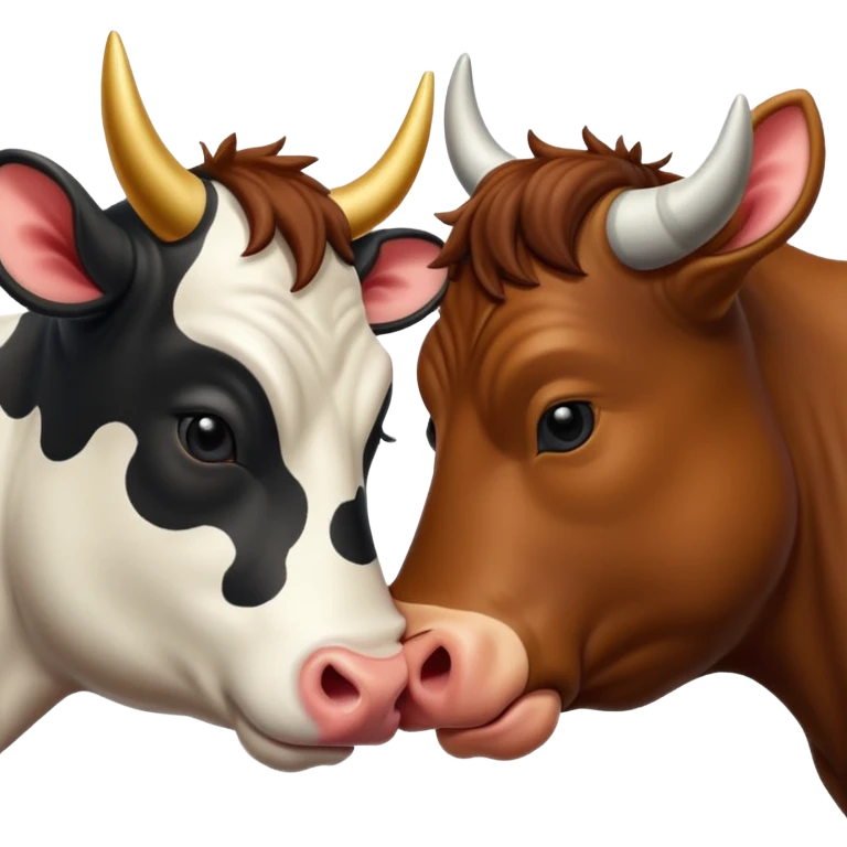 Cow and bull kissing  emoji