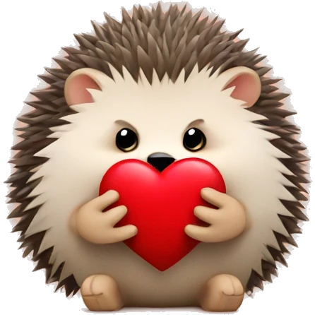 hedgehog holding a red heart emoji