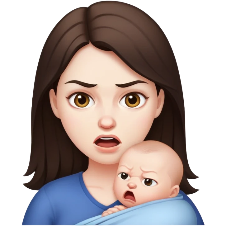 Depressed Brunette with Postpartum rage emoji