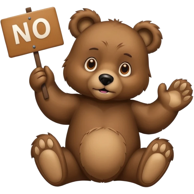 bear with sign in hand that says “no ai😢” emoji