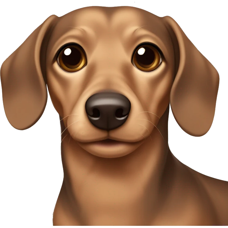 Light sandy brown wired hair dachshund with dark brown ears and no fur on the ears more curly hair and very dark brown ears emoji
