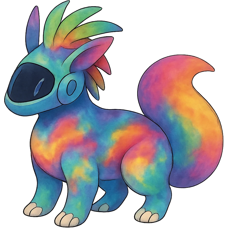 exotic tropical iridescent colorful nebula rainbow gradients cyber-Protogen-Fakémon-Pokémon emoji