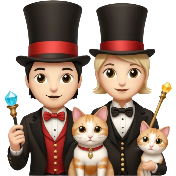 magician couple and their pet cat emoji