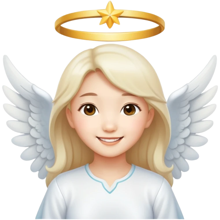 Cute Asian angel girl smiling emoji