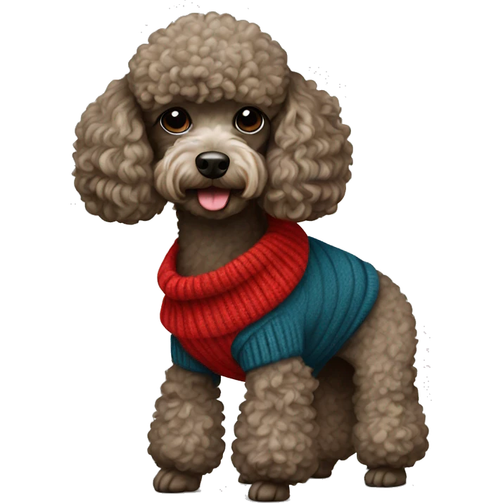Miniature poodle wearing a Pullover  emoji