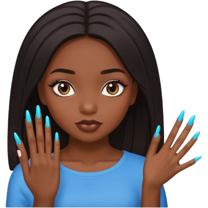 face girl with nails and cute make up black girl strait hair super long  top emoji