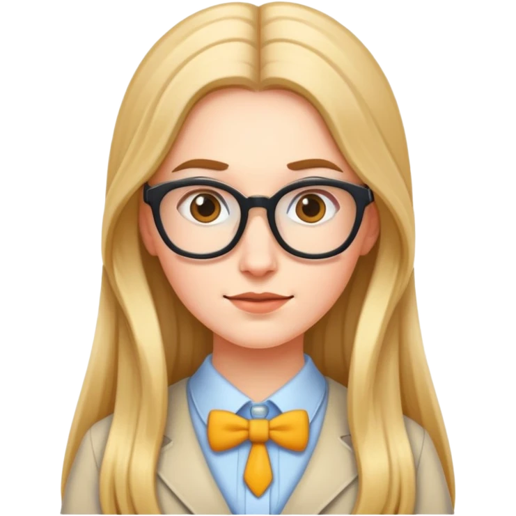 Woman nerd with long hair emoji