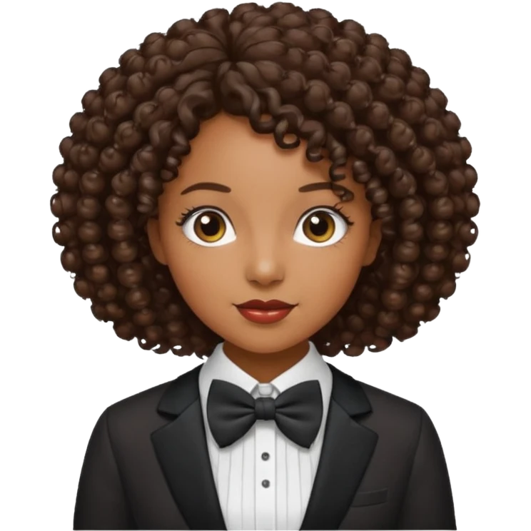 Curly-haired black woman wearing bow ties emoji