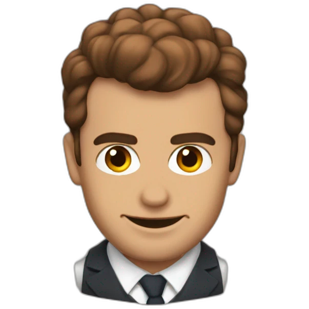 Emanuel macron avec des cheveux marron emoji