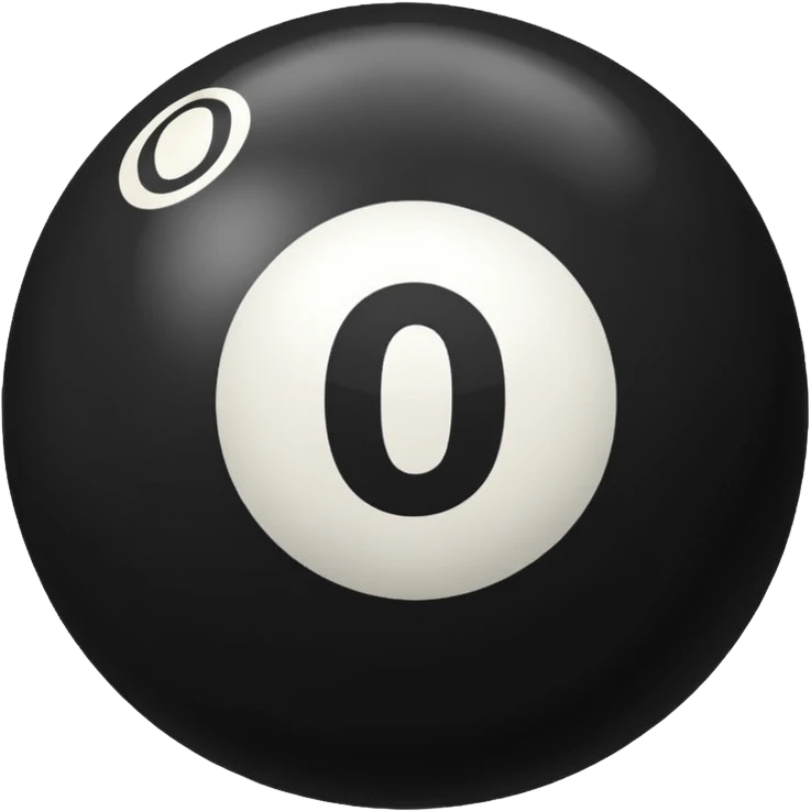 Make a black pool ball with one number 0 emoji