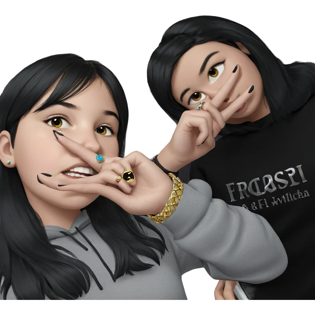 girl with black hair jewelry emoji