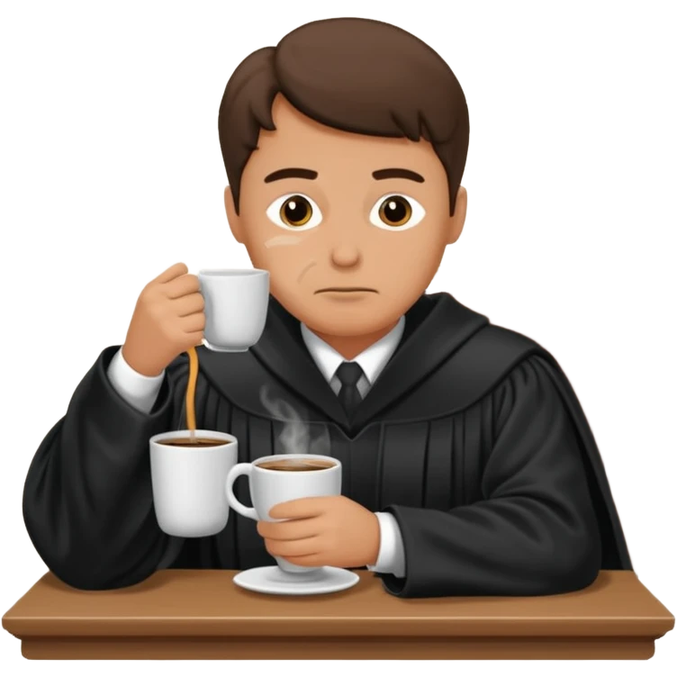 Sleepy judge sipping coffee in court emoji