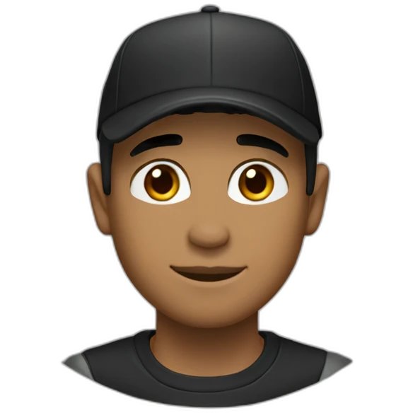 Three or seven-point short hair - baseball cap - man - black clothes emoji