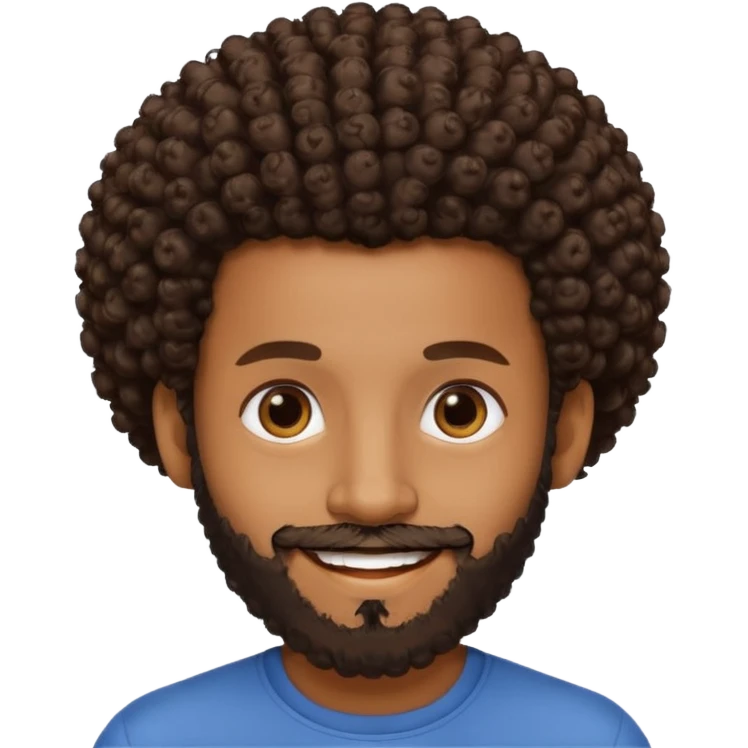 brown skin man with beard and a tiny curly  Afro fade with dark dark brown eyes  emoji