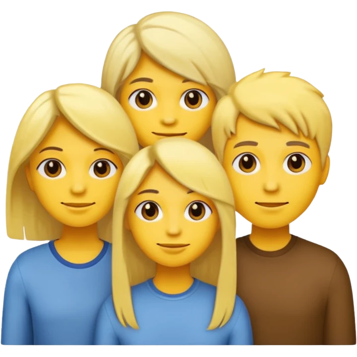 3 people, all yellow emoji skin color but different hair colors next to each other  emoji
