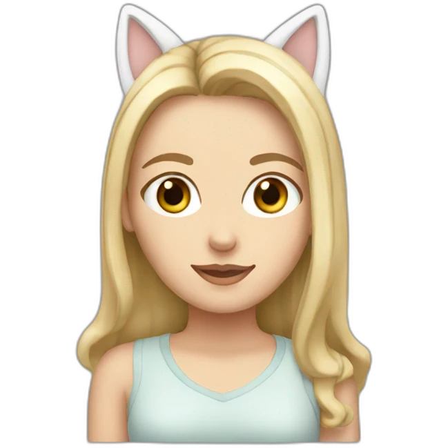 White  Girl with cat ears emoji