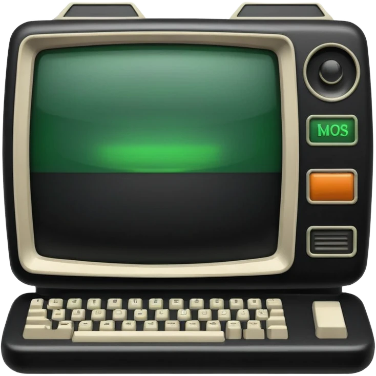mac os icon code computer retro terminal, black, green white emoji