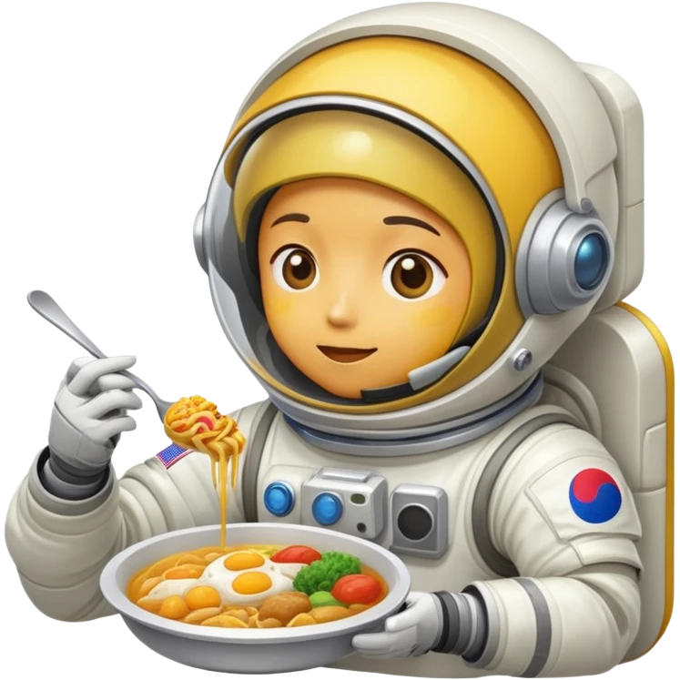 A yellow person in a spacesuit eating Korean food emoji