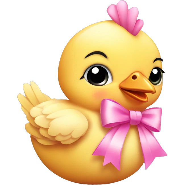 Baby chicken with pink bow emoji