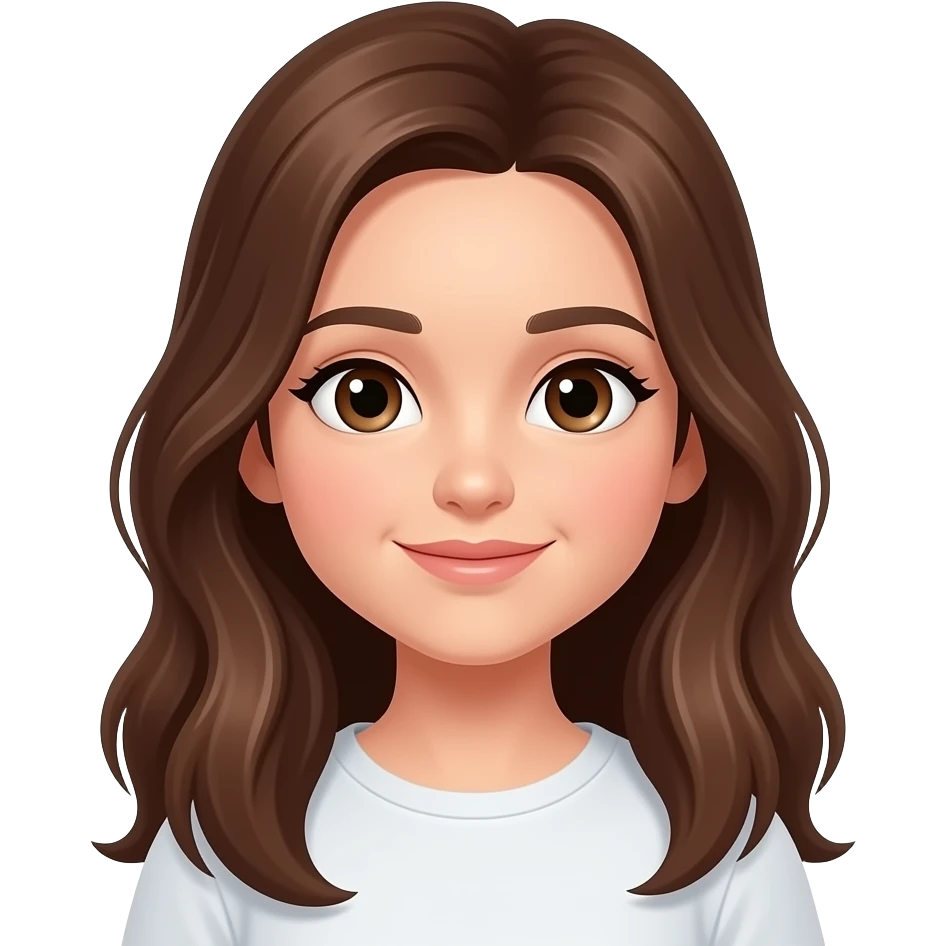Chica morena con el pelo largo cara cuadrada y con amor emoji