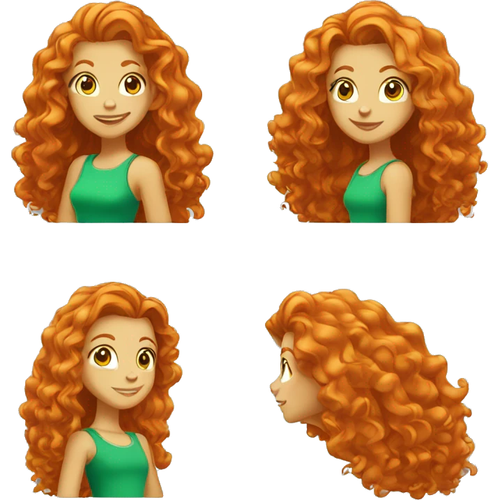 The girl with a long curly ginger hair in totally spies style emoji