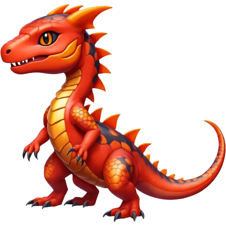 Cute Shiny iridescent Guilmon-Salandit-Fakémon-hybrid-creature (full body)  emoji