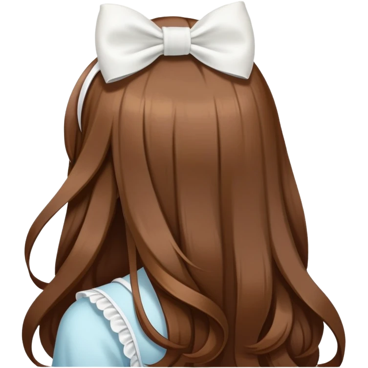 Brown long hairs with white bow from the back emoji