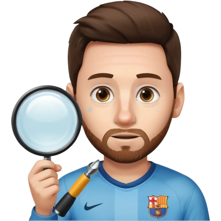 Messi mirando con una lupa emoji