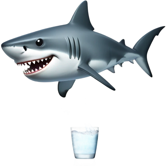 Shark taking a poop while drinking water emoji