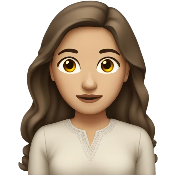 neutral light skinned Mexican young woman with long brown hair, brown eyes and small nose  emoji
