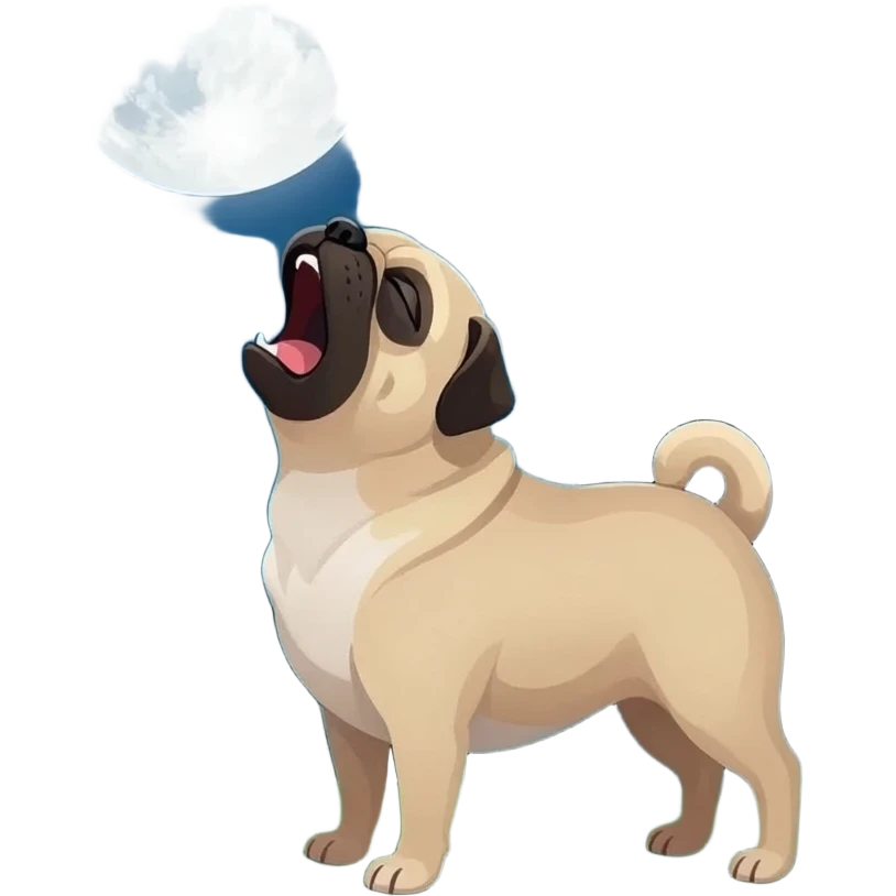 a pug howling at the moon emoji