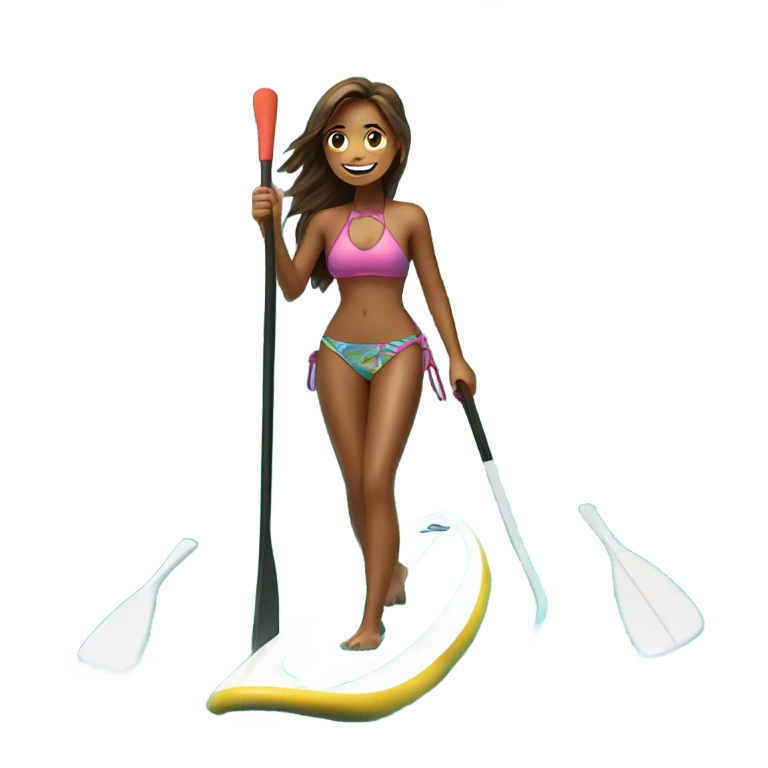 Girl paddle boarding in bora bora emoji