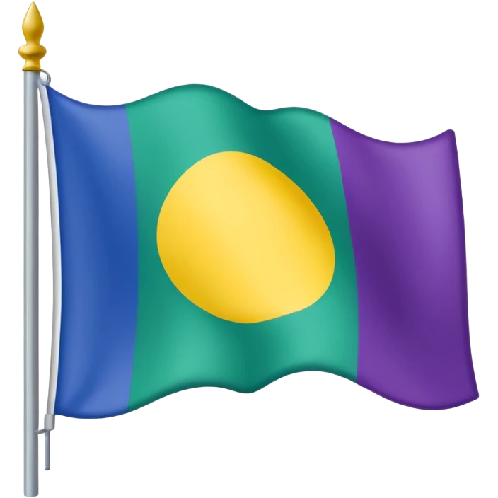 Bandera color azul amarillo morado y verde, seccionada en 4 partes iguales emoji