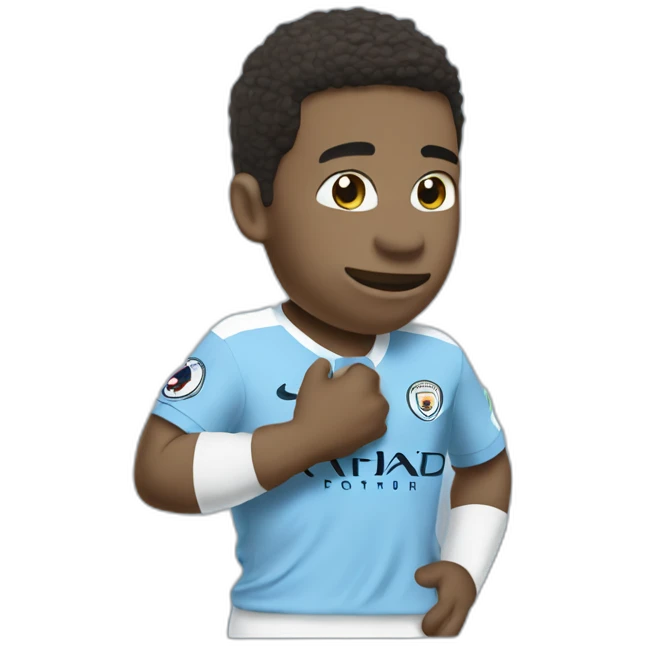 blue Yoshi wearing Manchester City football shirt emoji