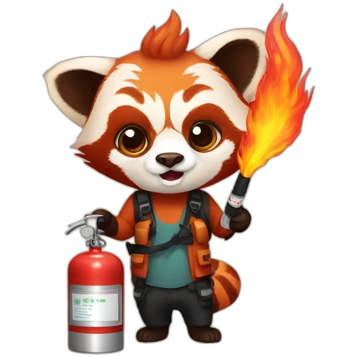 Red panda using fire extinguisher  emoji