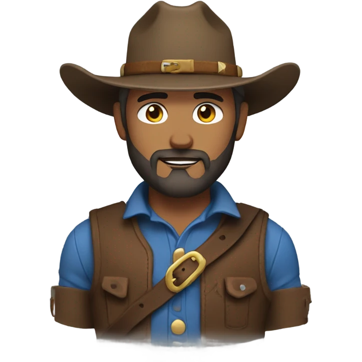 Cowboy with a  beard and blue vest and brown belt emoji