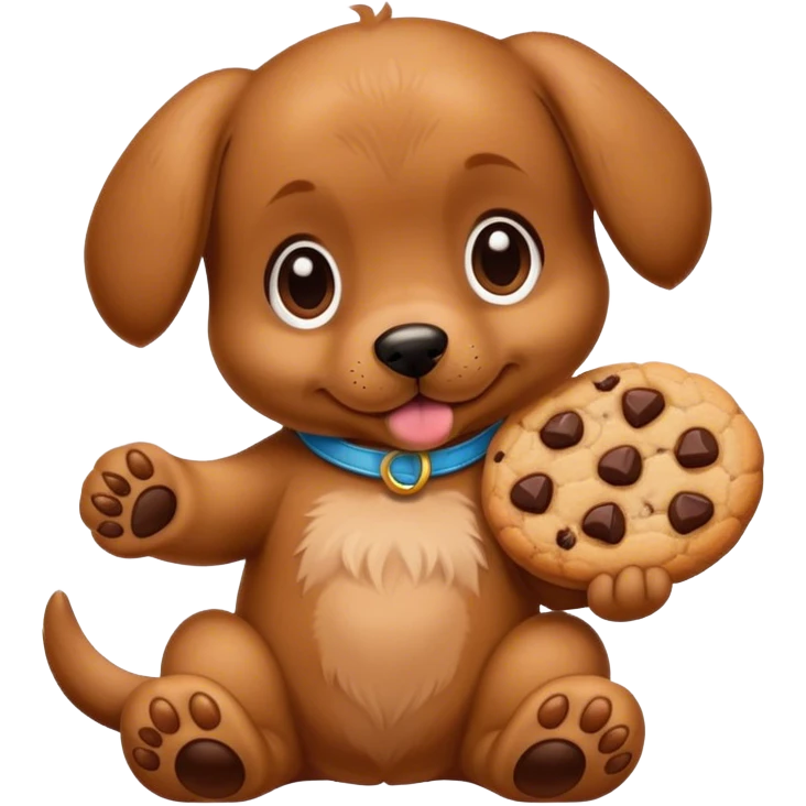 Puppy with a cookie in it's hand emoji