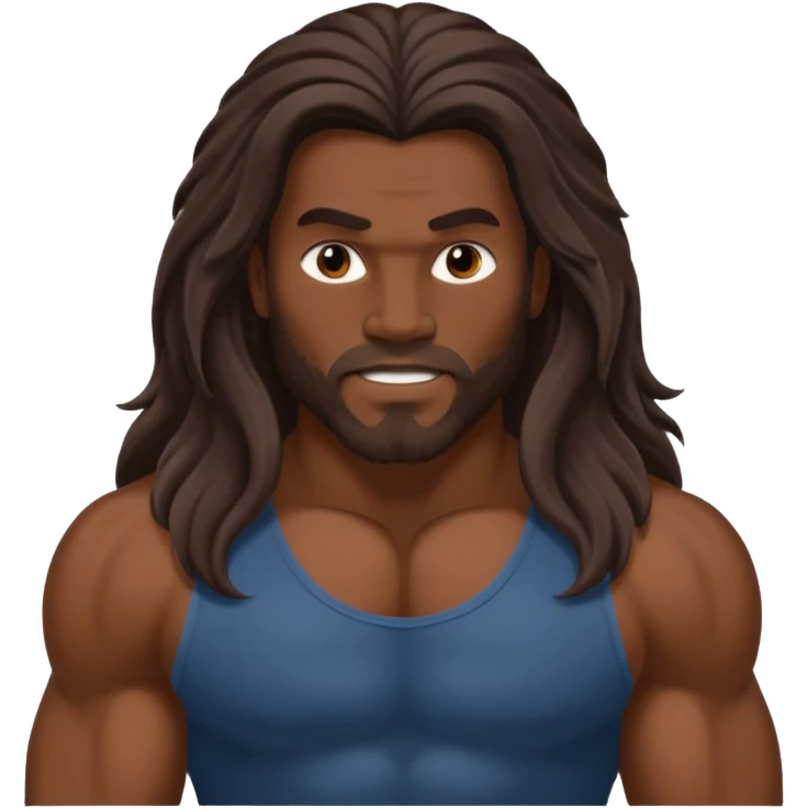 A biblical illustration of Samson, a muscular man with long flowing hair symbolizing his strength. He is depicted about to get a hair cut emoji