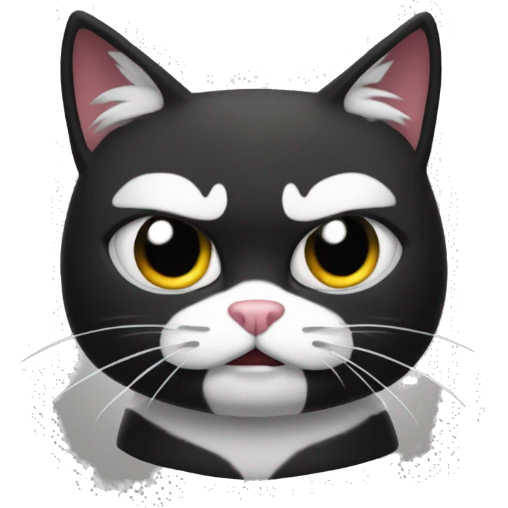 Black and white tecido cat angry emoji