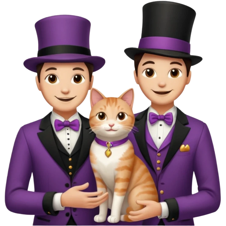 magician couple and their pet cat emoji