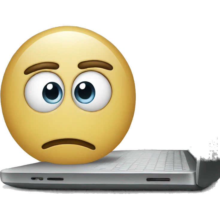 laptop with sad person emoji