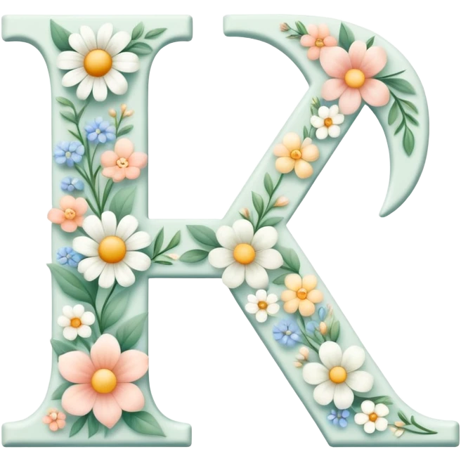 White pastel flowery romantic alphabet letter emoji