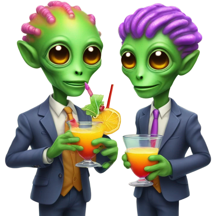 Gay aliens hold cocktails emoji