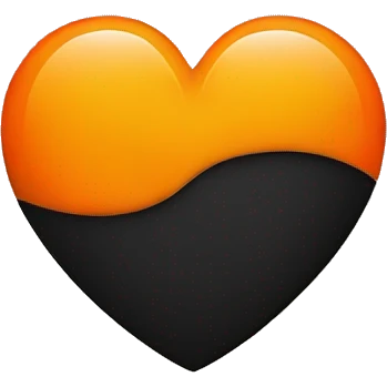 Half black and half orange heart emoji