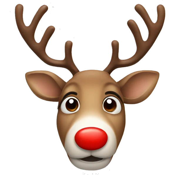 Reindeer with a red nose emoji