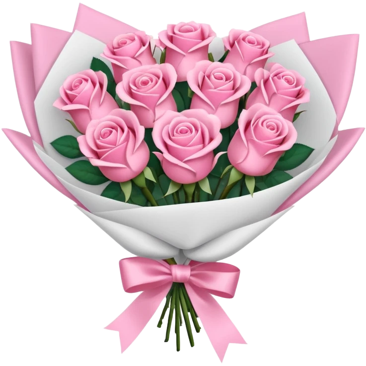 bouquet of pink roses beyaz paketli emoji